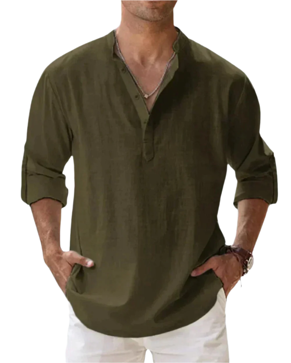Long-Sleeved Collared Shirt for Men