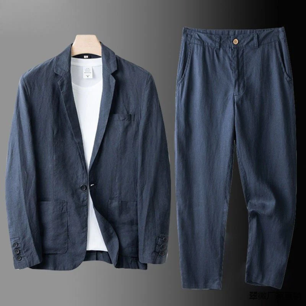 Linen Notch Lapel Suit Set for Men
