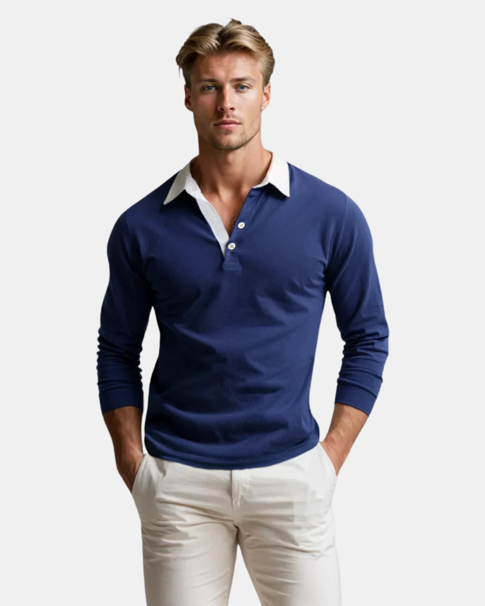 Polo Collar Long Sleeve Sweatshirt for Men