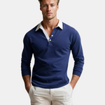 Polo Collar Long Sleeve Sweatshirt for Men