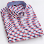 Button-Down Pinstripe Short Sleeve Shirt for Men
