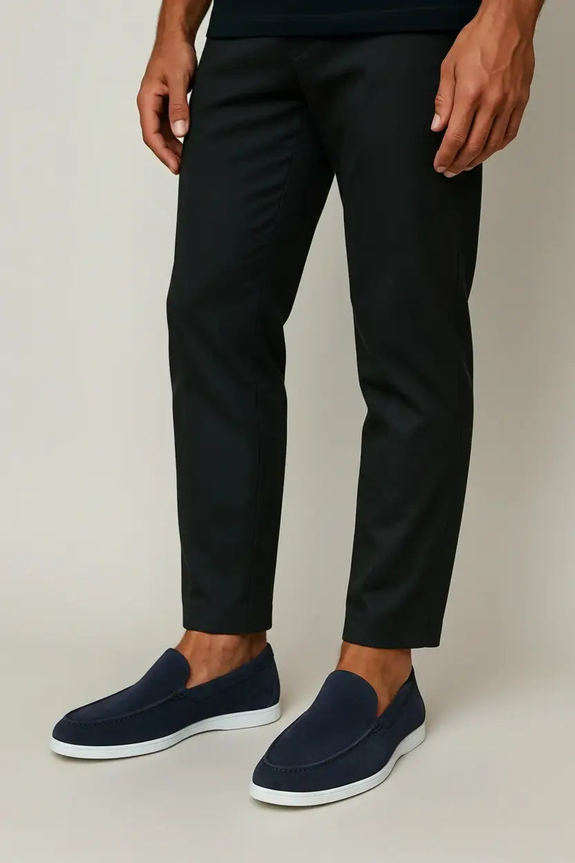 Suede Loafers with White Sole for Men