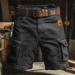 Belted Cargo Shorts with Flap Pockets for Men