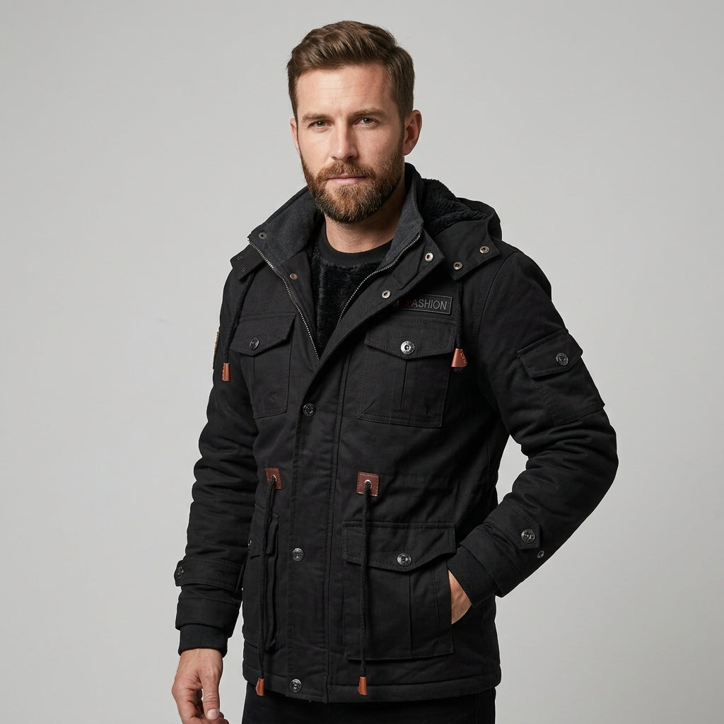 Hooded Cargo Jacket for Men