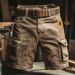 Belted Cargo Shorts with Flap Pockets for Men