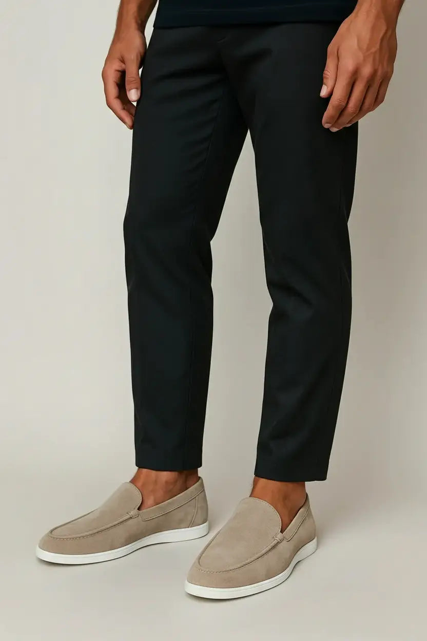Suede Loafers with White Sole for Men