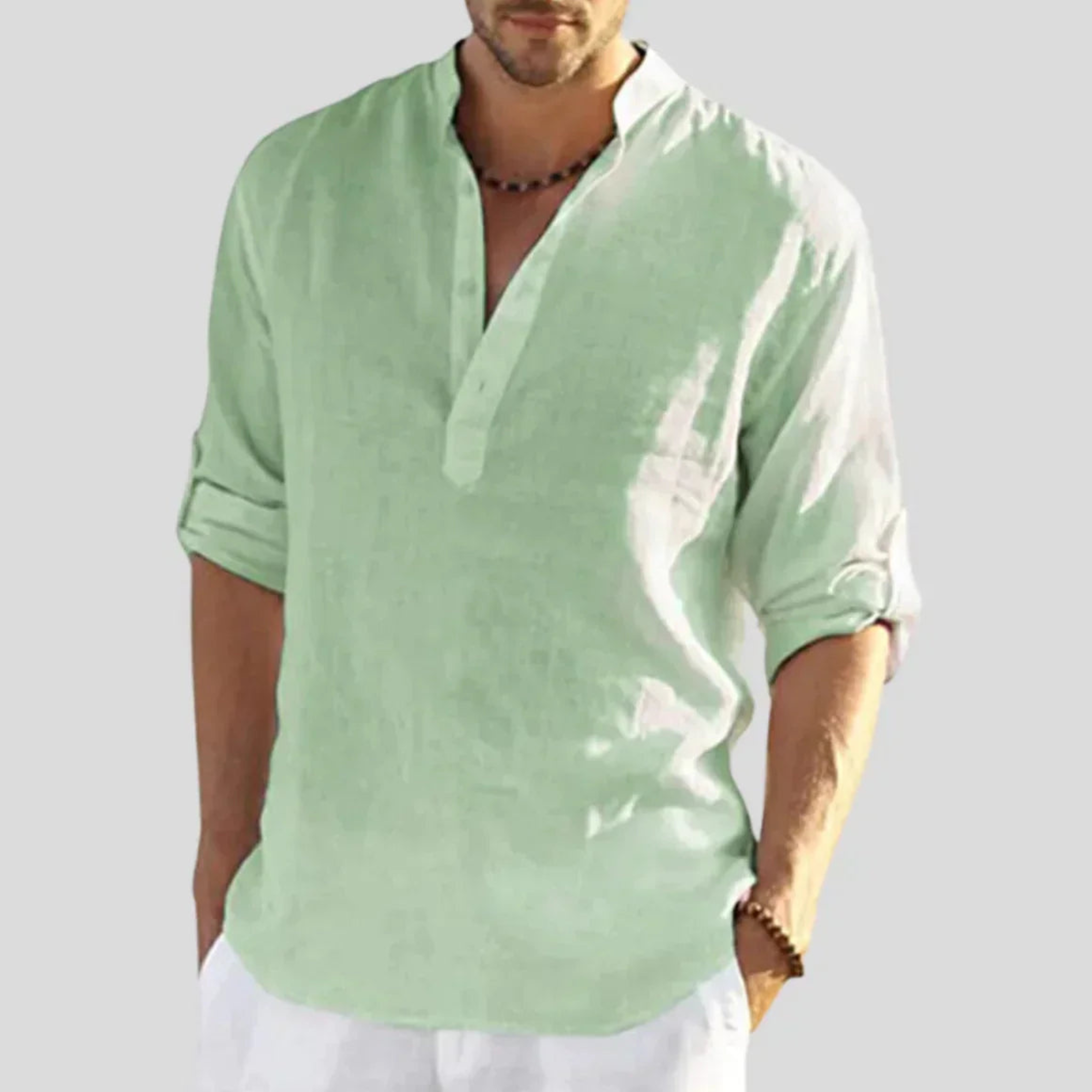 Linen Henley Shirt for Men