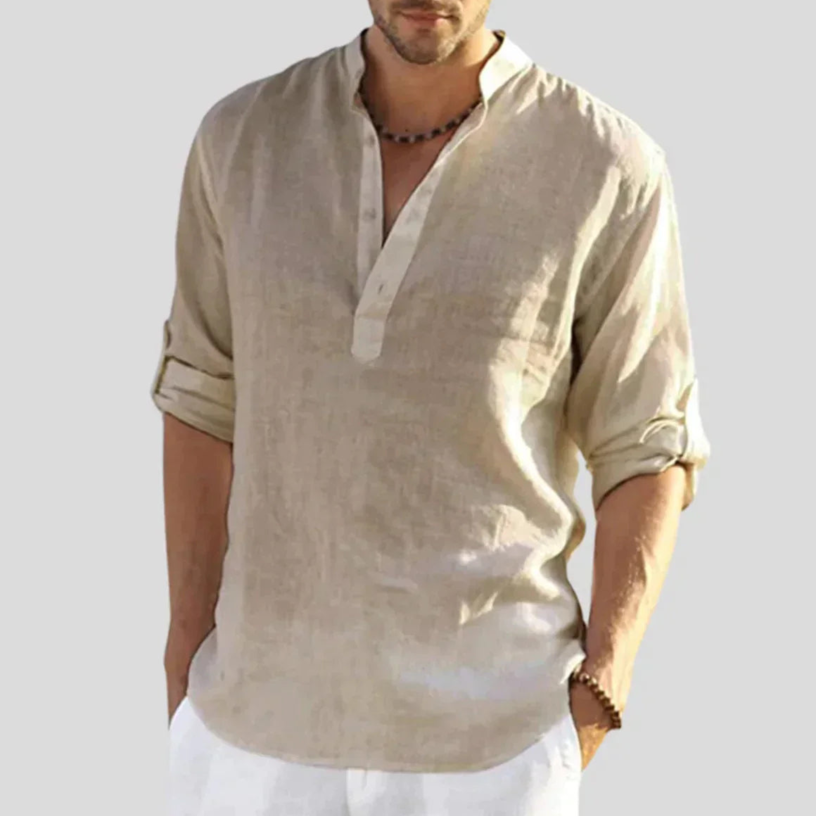 Linen Henley Shirt for Men