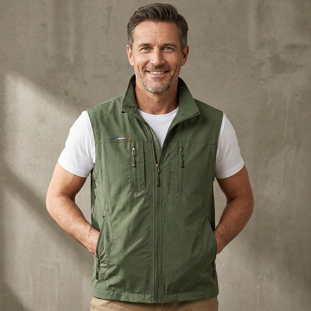 Multi Pocket Zip-Up Utility Vest for Men
