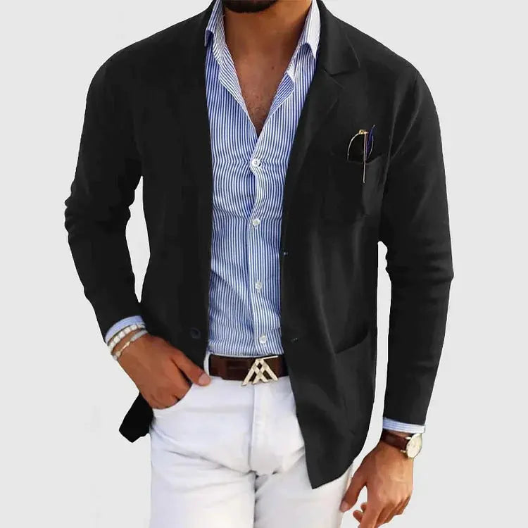 Knit Blazer with Notch Lapel for Men
