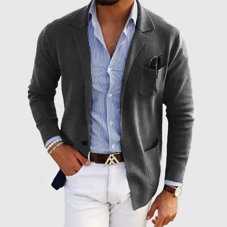 Knit Blazer with Notch Lapel for Men