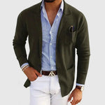 Ribbed Knit Lapel Blazer for Men