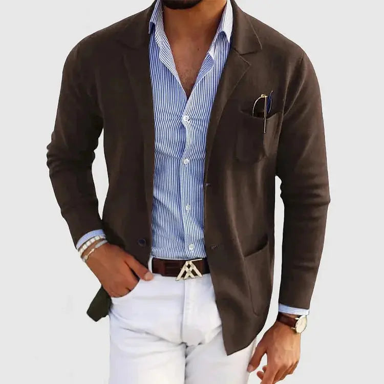 Knit Blazer with Notch Lapel for Men