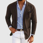 Ribbed Knit Lapel Blazer for Men