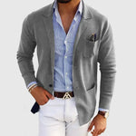 Ribbed Knit Lapel Blazer for Men