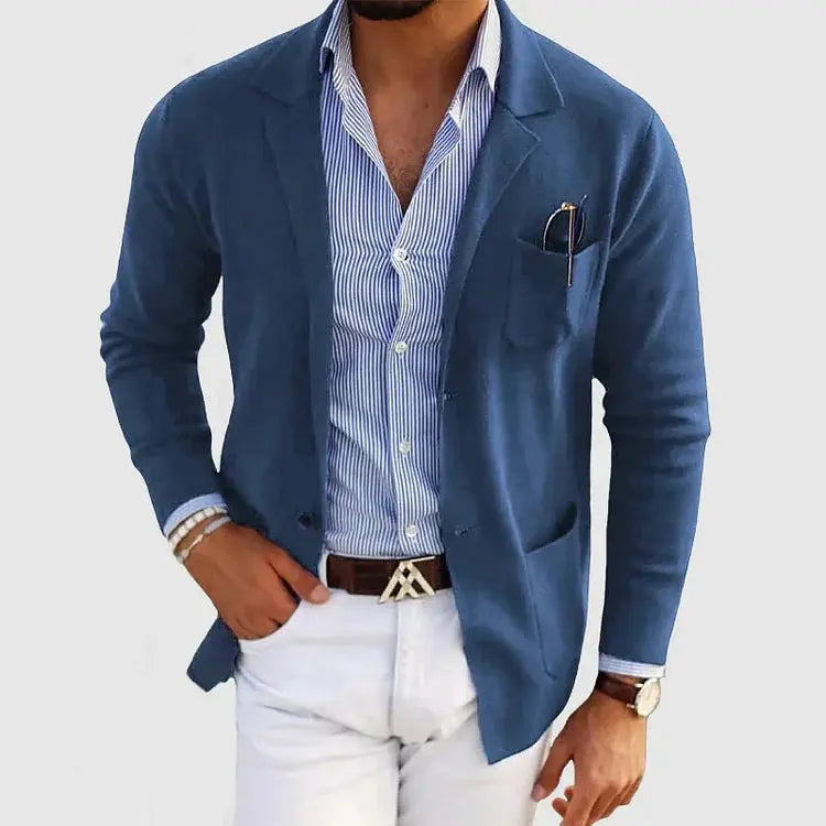 Knit Blazer with Notch Lapel for Men