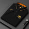 Cotton Blend Button-Up Polo Shirt for Men