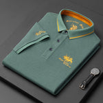 Cotton Blend Button-Up Polo Shirt for Men