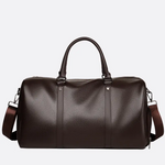 Cylindrical Leather Duffel Bag for Men