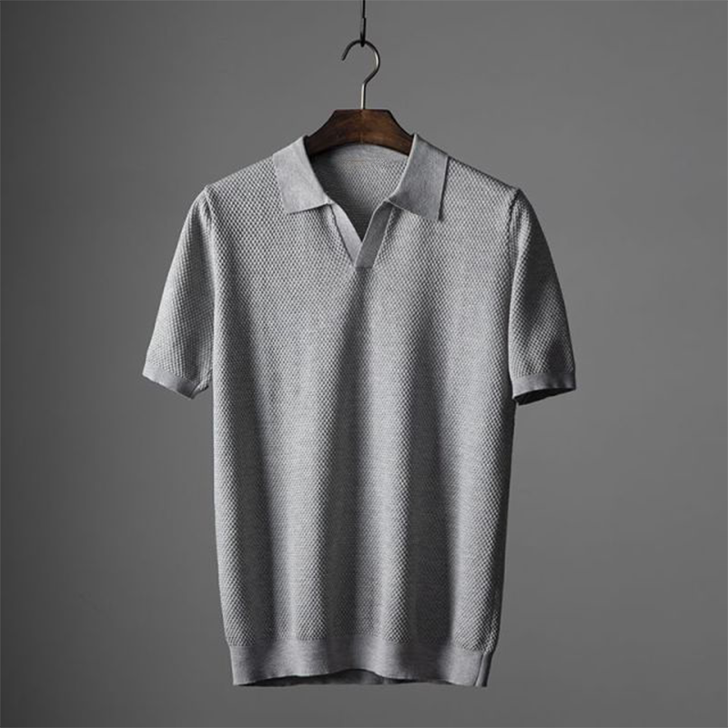 Short Sleeve Textured Polo Shirt for Men