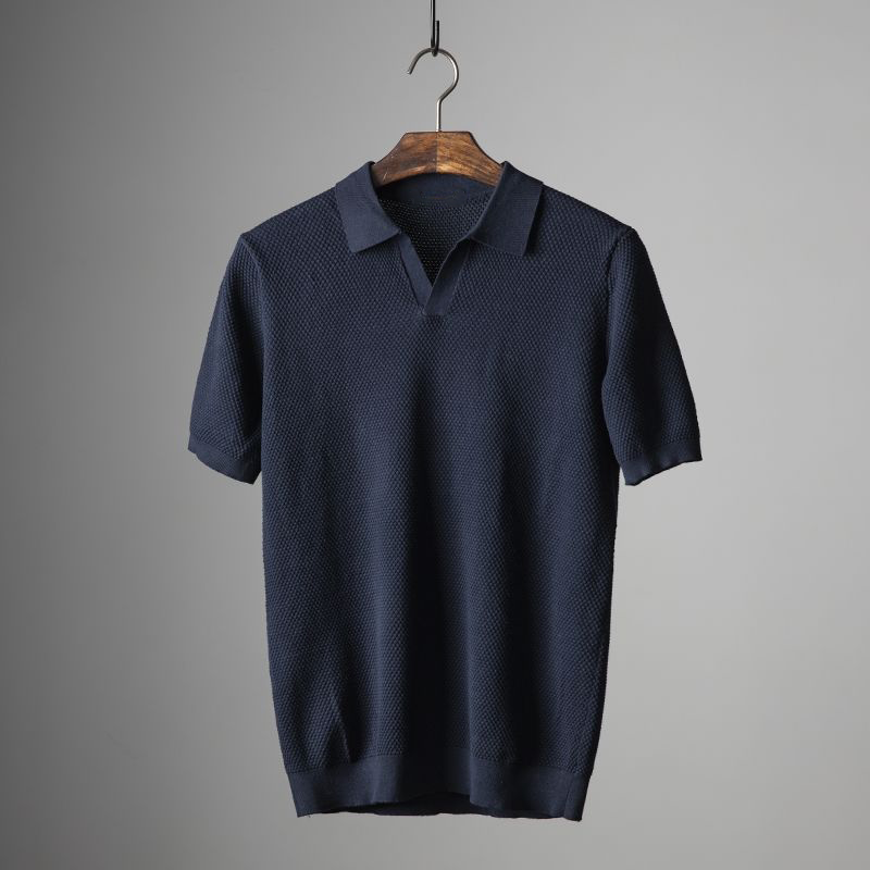 Short Sleeve Textured Polo Shirt for Men
