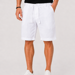 Linen Chino Shorts with Rolled Cuffs for Men