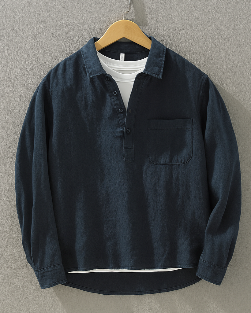 Denim Overshirt with Chest Pocket for Men