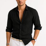 Linen Oxford Shirt with Rolled Sleeves for Men
