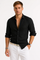 Linen Oxford Shirt with Rolled Sleeves for Men