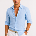 Linen Oxford Shirt with Rolled Sleeves for Men