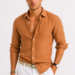 Linen Oxford Shirt with Rolled Sleeves for Men