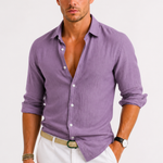 Linen Oxford Shirt with Rolled Sleeves for Men