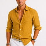 Linen Oxford Shirt with Rolled Sleeves for Men