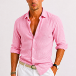 Linen Oxford Shirt with Rolled Sleeves for Men