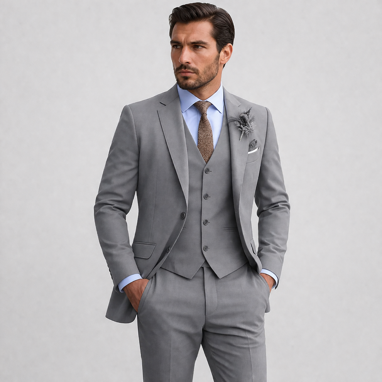 Linen Three-Piece Suit Set for Men