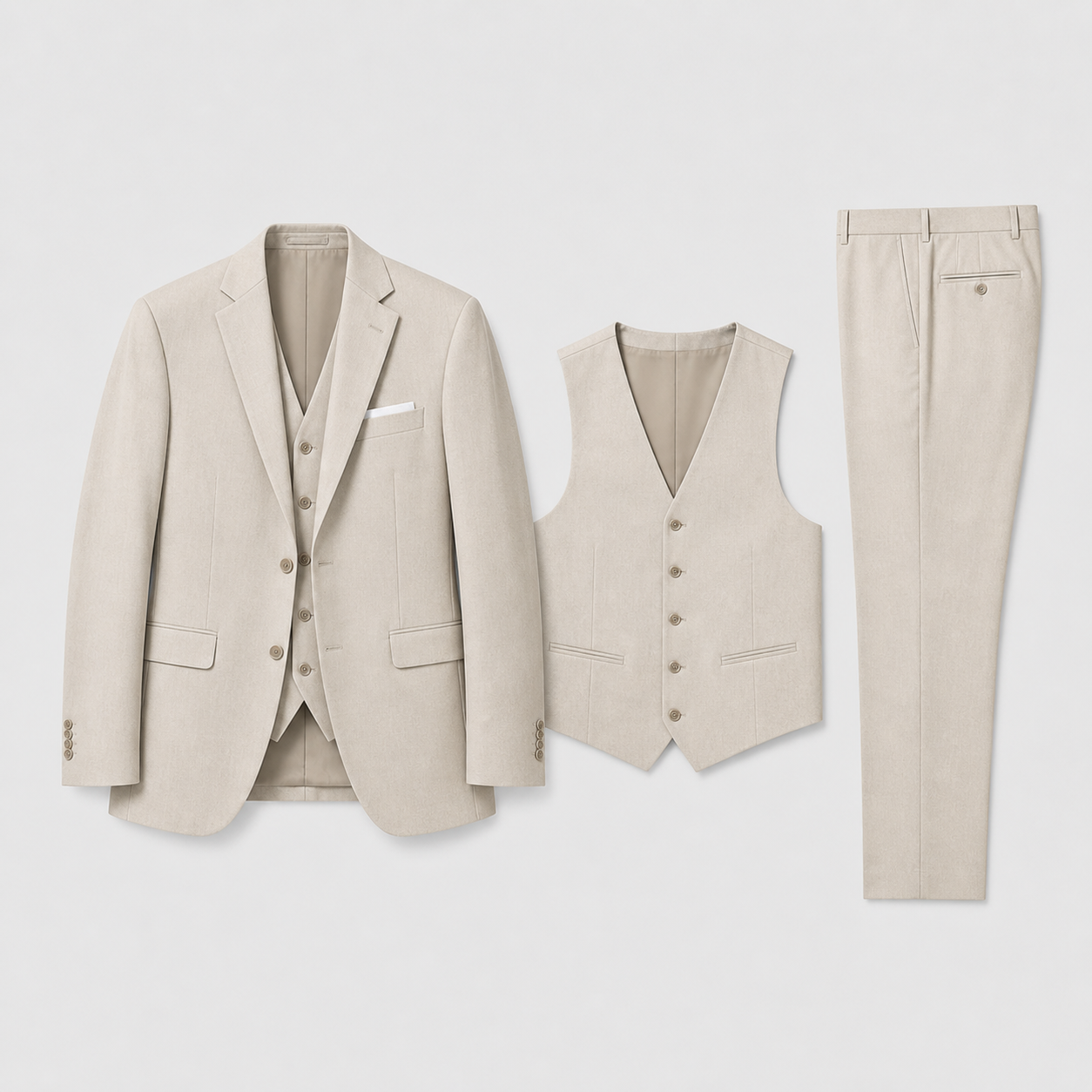 Linen Three-Piece Suit Set for Men