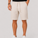 Linen Chino Shorts with Rolled Cuffs for Men