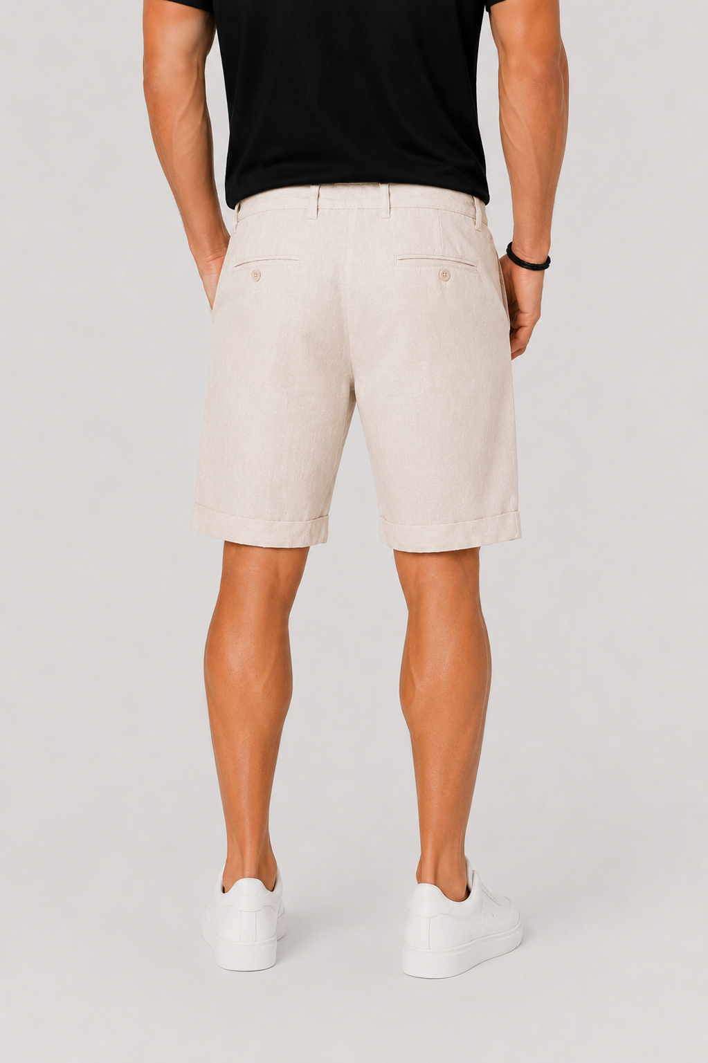 Linen Chino Shorts with Rolled Cuffs for Men