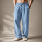 Linen Blend Straight Leg Trousers for Men