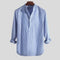 Striped Henley Collar Long Sleeve Shirt for Men