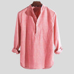 Striped Henley Collar Long Sleeve Shirt for Men
