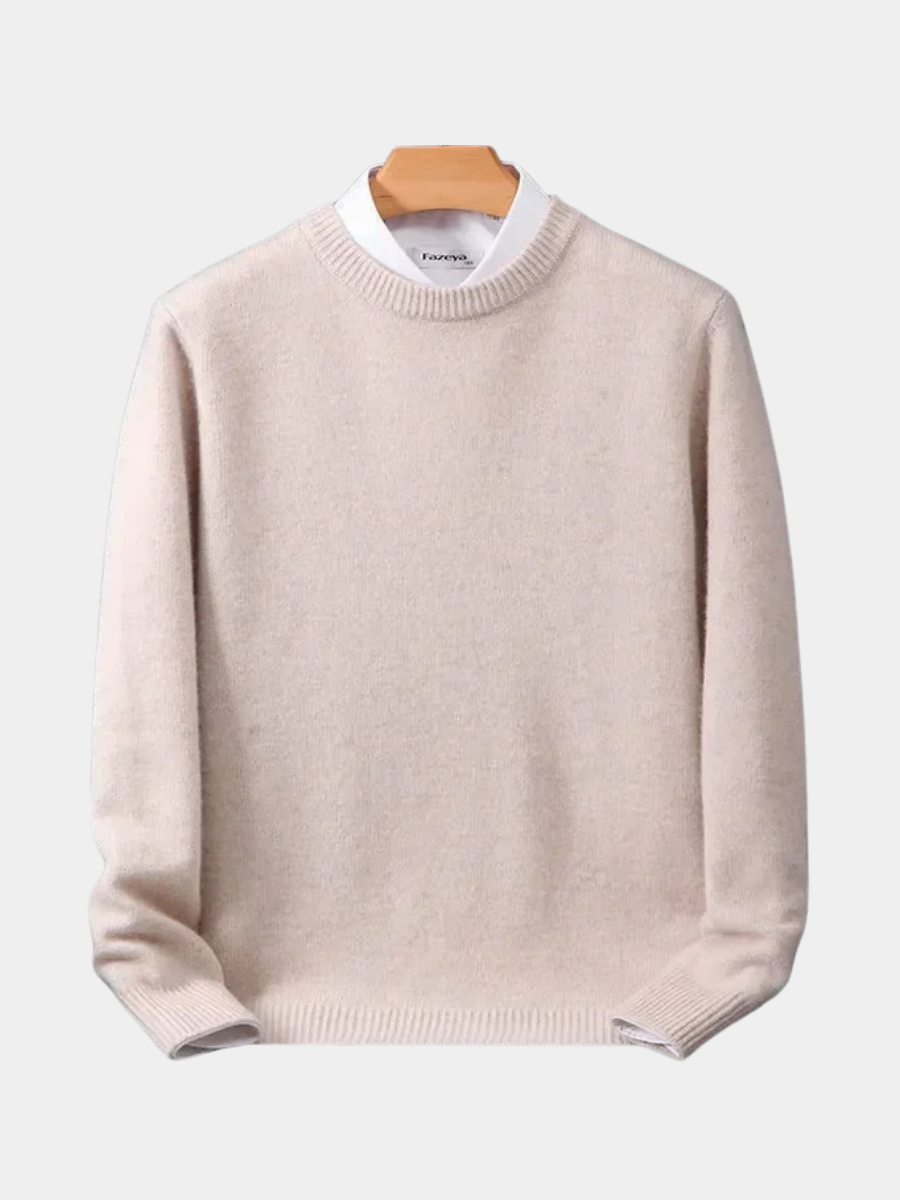 Crew Neck Ribbed Knit Jumper for Men