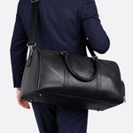 Cylindrical Leather Duffel Bag for Men