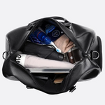 Cylindrical Leather Duffel Bag for Men