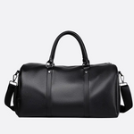 Cylindrical Leather Duffel Bag for Men
