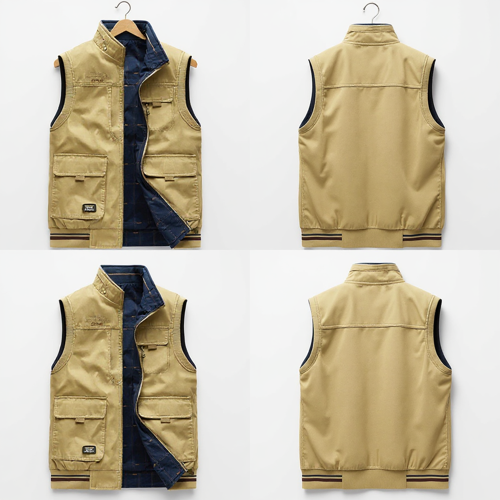 Cargo Vest with Zip-Up for Men