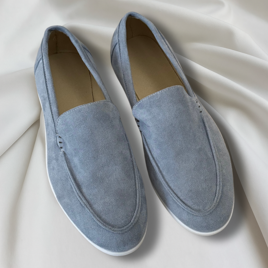 Suede Loafers with White Sole for Men