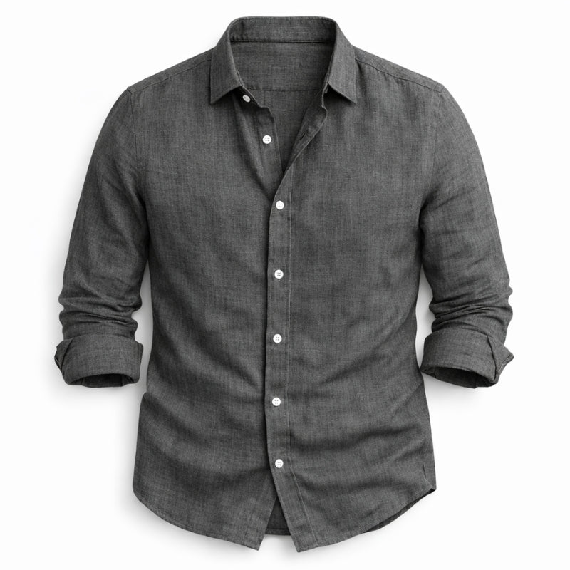 Linen Long Sleeve Collared Shirt for Men