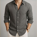 Linen Long Sleeve Collared Shirt for Men