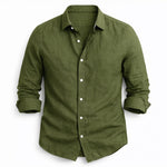 Linen Long Sleeve Collared Shirt for Men